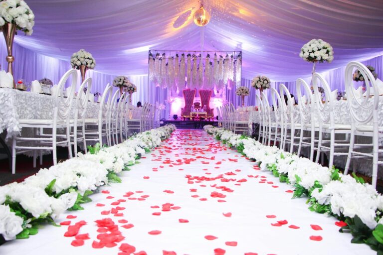 hall decorated for wedding