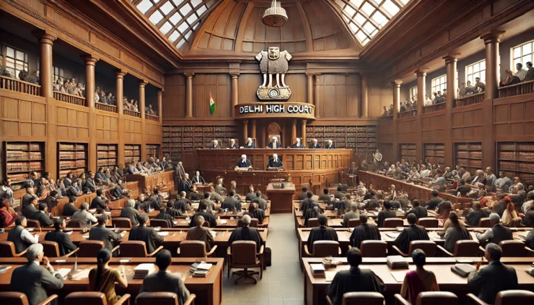 Yamuna floodplain area: यमुना के किनारे मेट्रो के काम पर डेडलाइन…1 अप्रैल से एक इंच जमीन का भी न हो इस्तेमाल 3 Courtroom scene inside the Delhi High Court. AI IMAGE