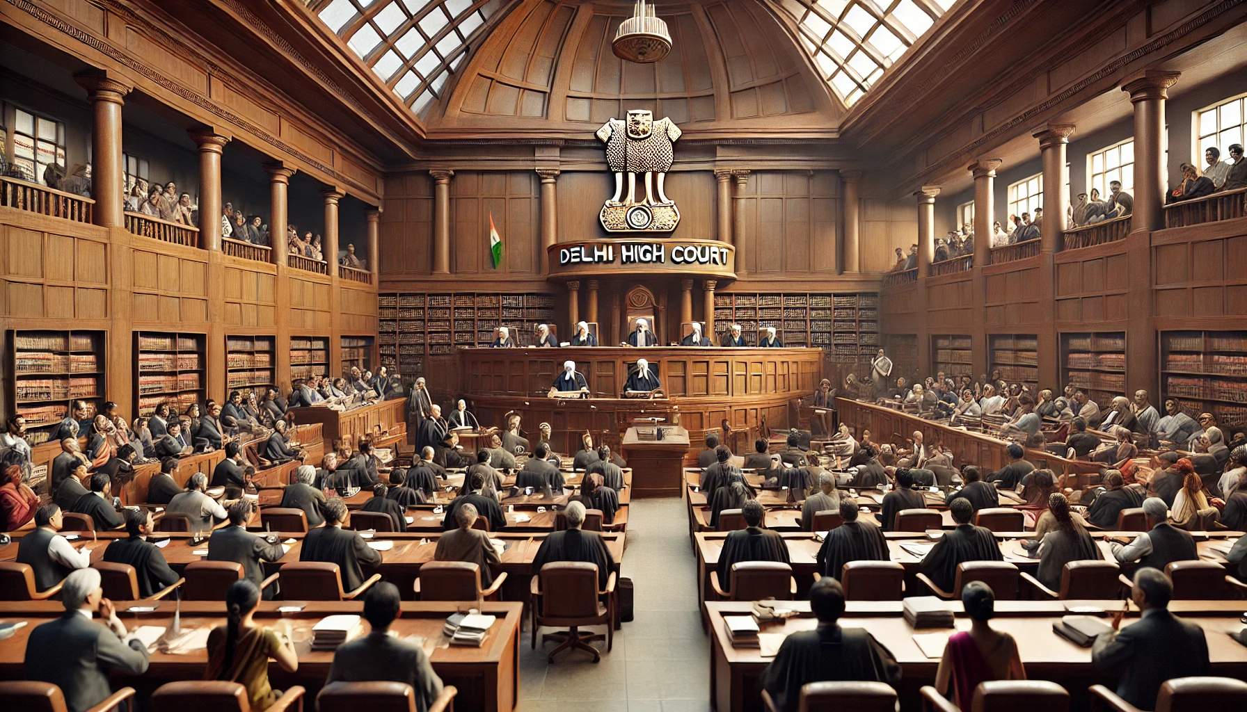 Courtroom scene inside the Delhi High Court. AI IMAGE