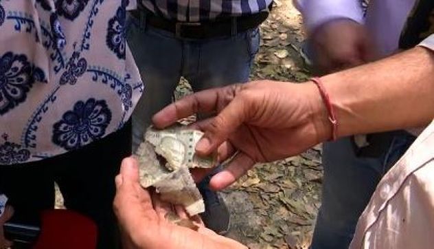 Burnt Currency Notes Found Outside Justice Varma's Residence... Courtesy: Agency