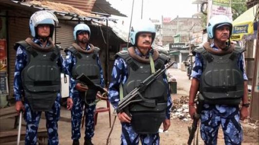 Security personnel deployed at Murshidabad....Courtesy Agency